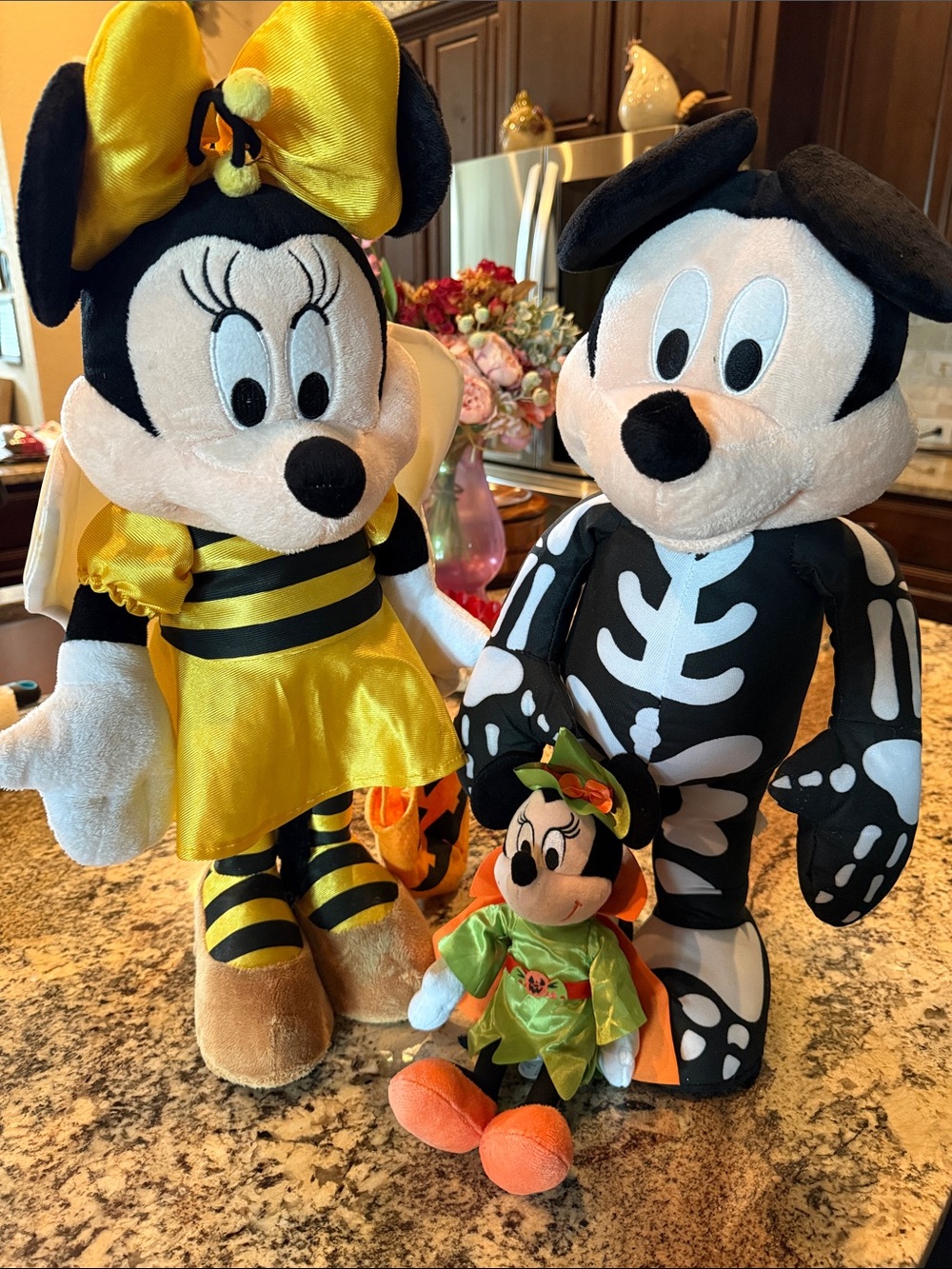 Disney Minnie Bee & Mickey Skeleton Plush Pair stand 22”- 24”